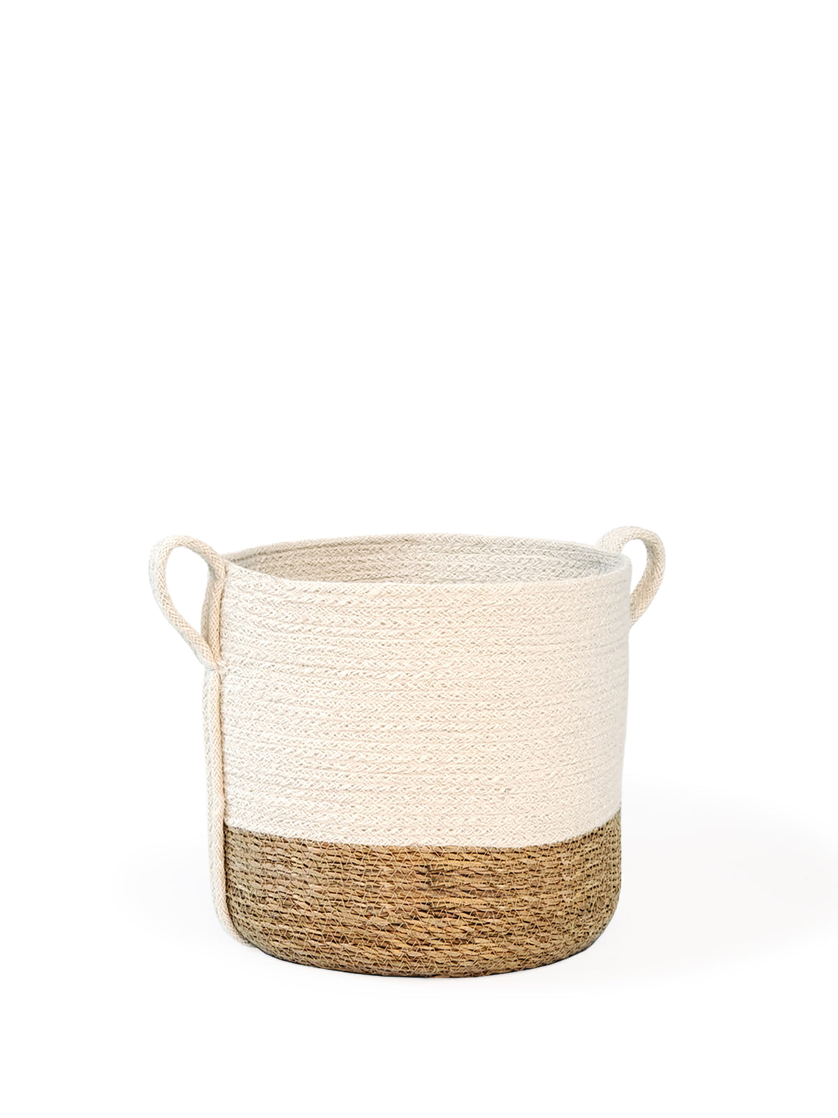 Savar Handwoven Jute and Seagrass Basket with Side Handle Natural Storage-5