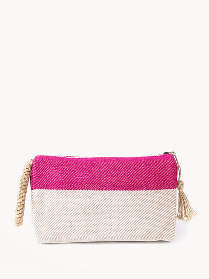 Pink Block A Clutch Handmade Jute-Cotton Fabric Fair Trade Accessory-0
