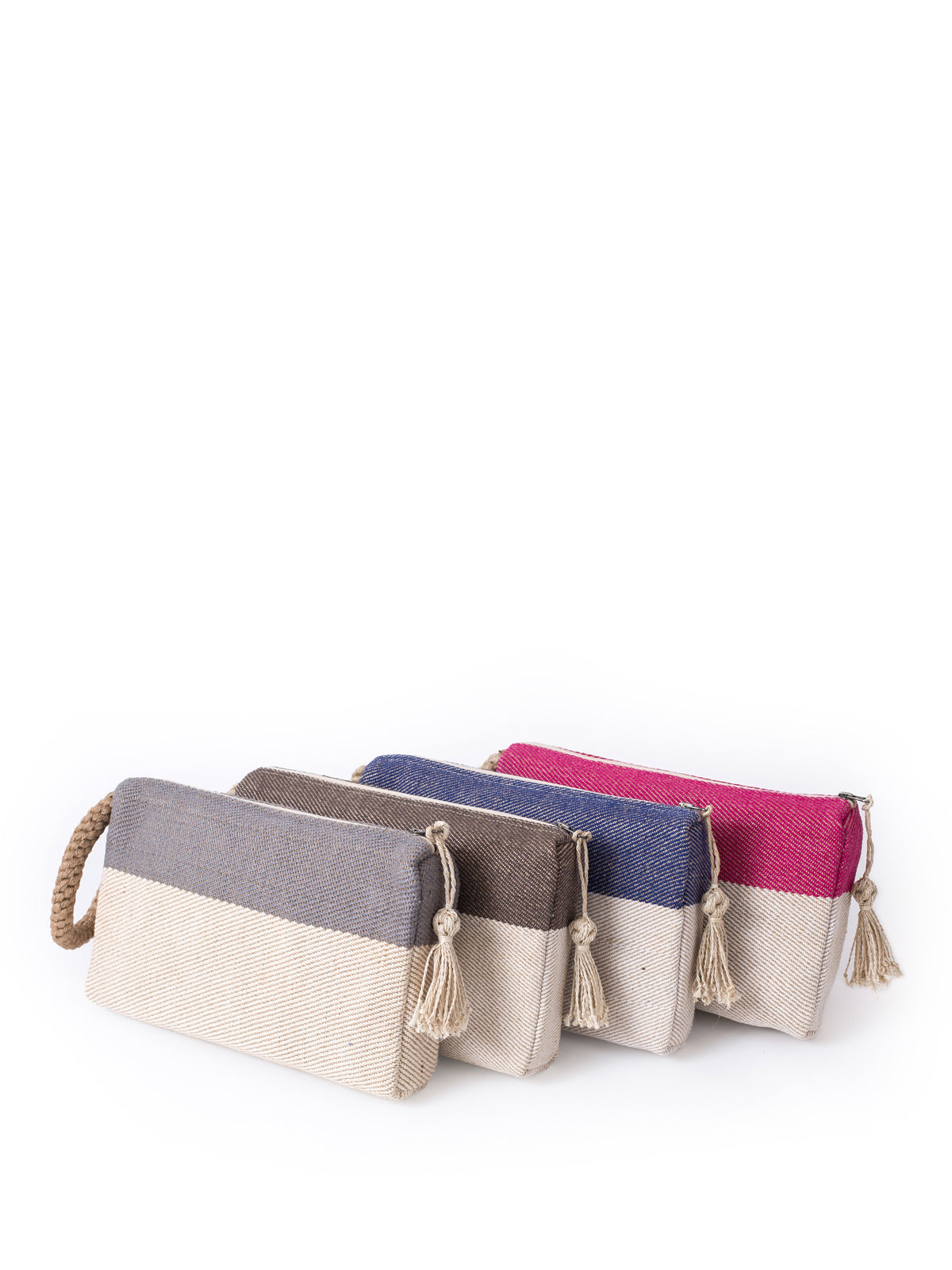 Block A Clutch Blue Handwoven Jute-Cotton Bag Fair Trade Accessory-3