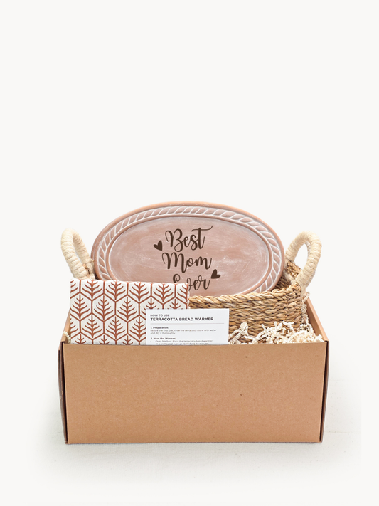 Mom Oval Bread Warmer & Basket Gift Set with Tea Towel Sustainable-0