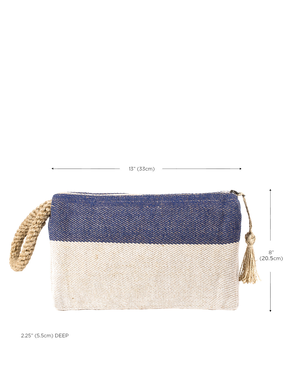 Block A Clutch Blue Handwoven Jute-Cotton Bag Fair Trade Accessory-4