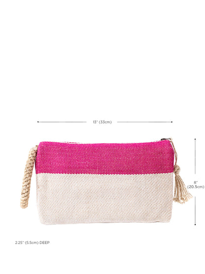 Pink Block A Clutch Handmade Jute-Cotton Fabric Fair Trade Accessory-4