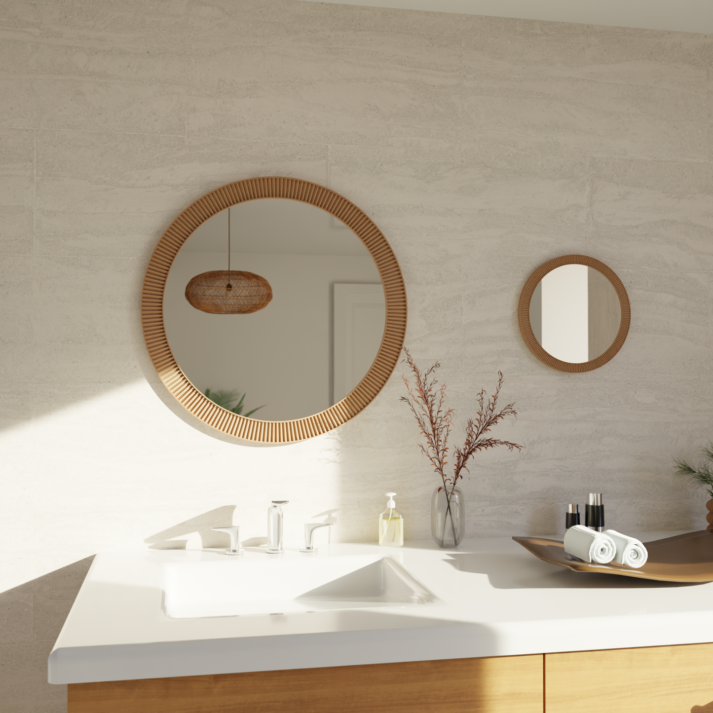 SUN Mirror Modern Circular Wall Mirror Sustainable Bioplastic Frame-3