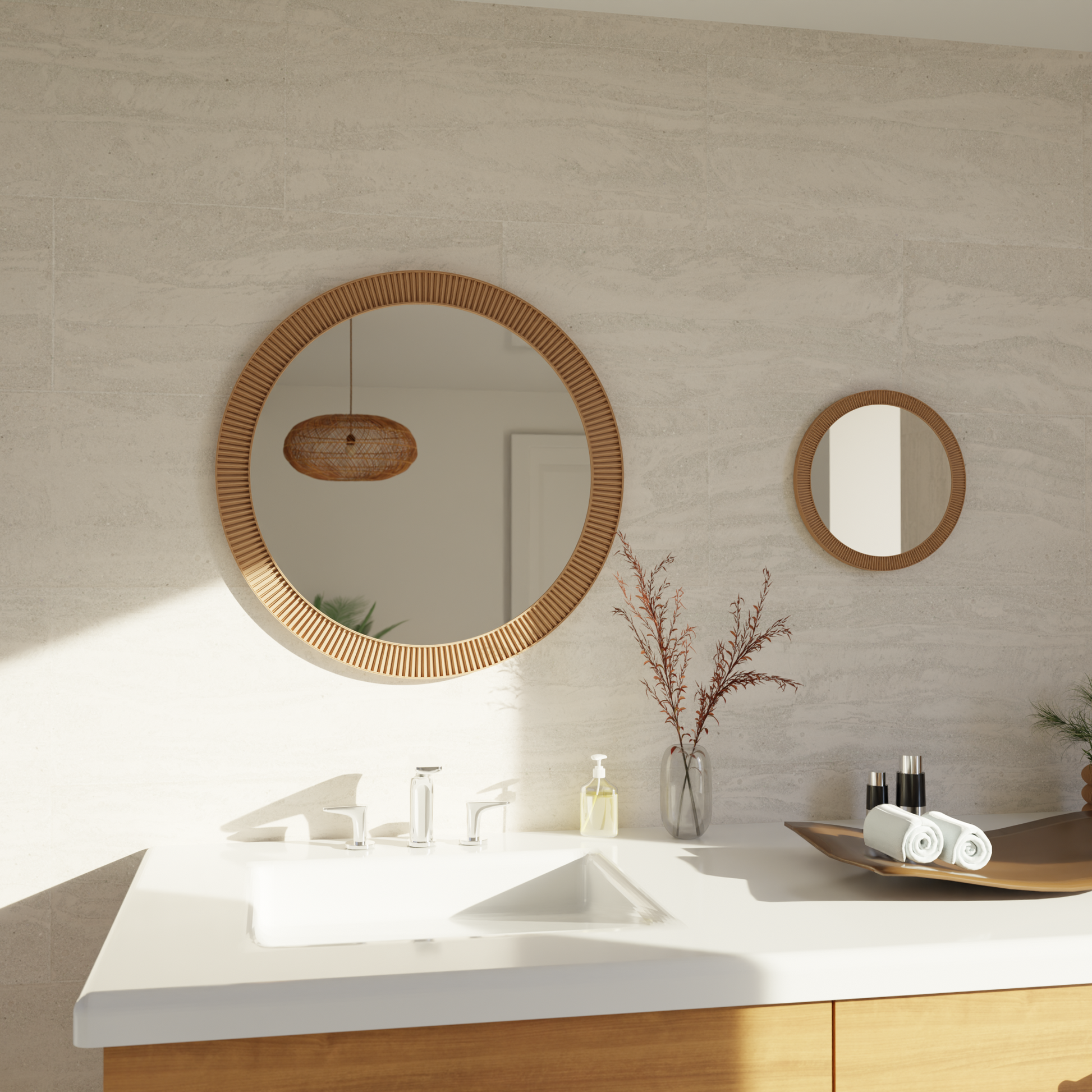 SUN Mirror Modern Circular Wall Mirror Sustainable Bioplastic Frame-3