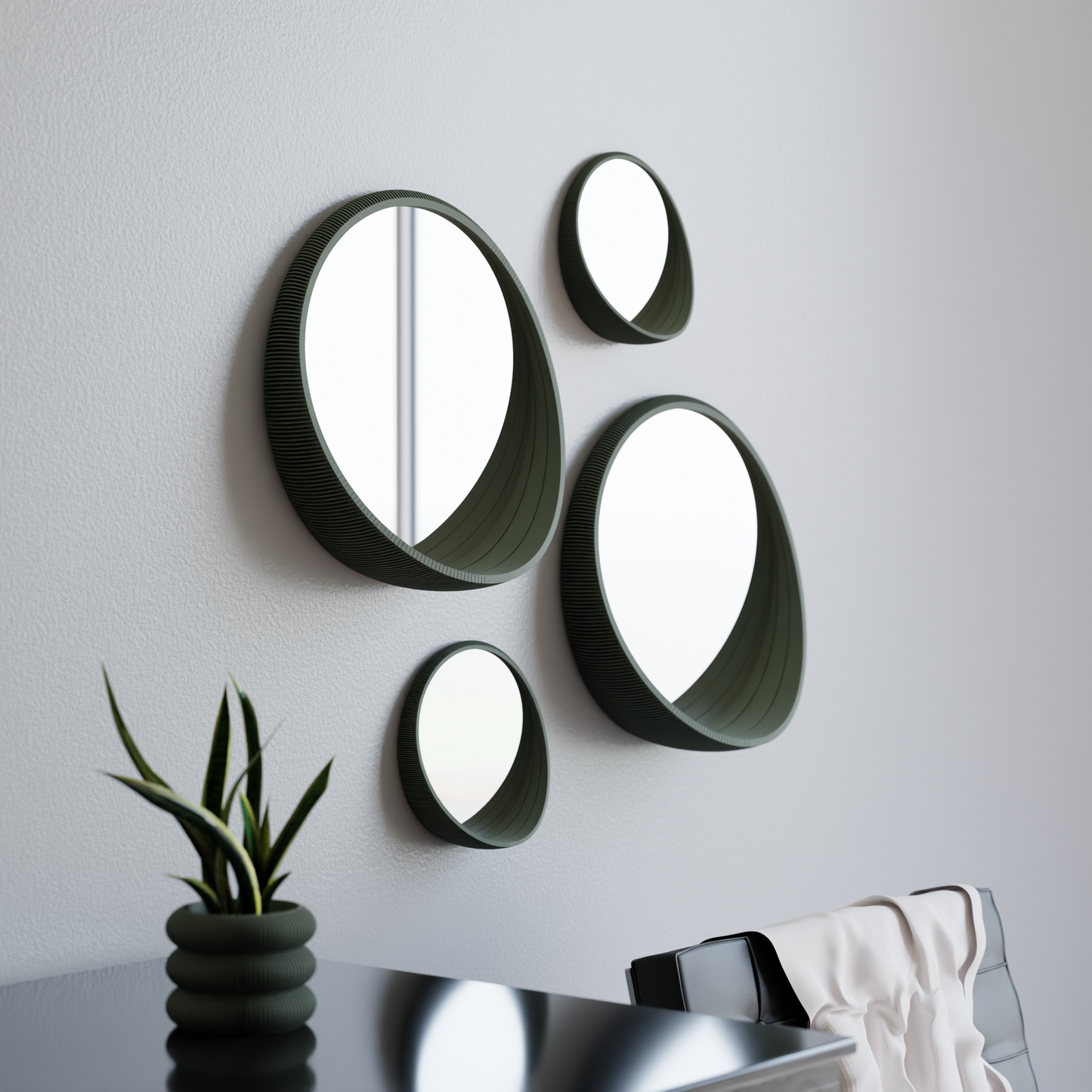 BUBBLE Mirror Minimalist Curved Frame Eco-Friendly Wall Decor-1