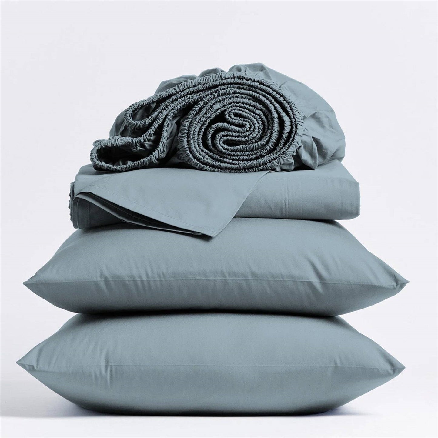 Full Size Aqua Blue Organic Cotton Sheet Set 300TC Percale-0