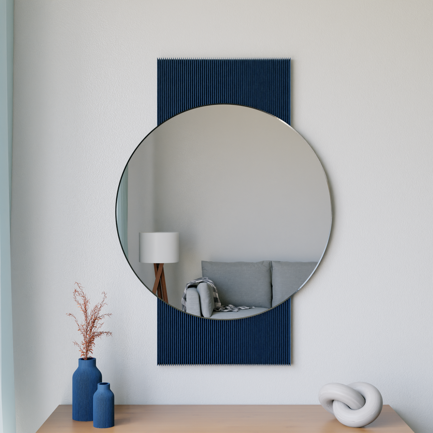 SOL Mirror Large Round Black Metal Frame Minimalist Wall Mirror-3
