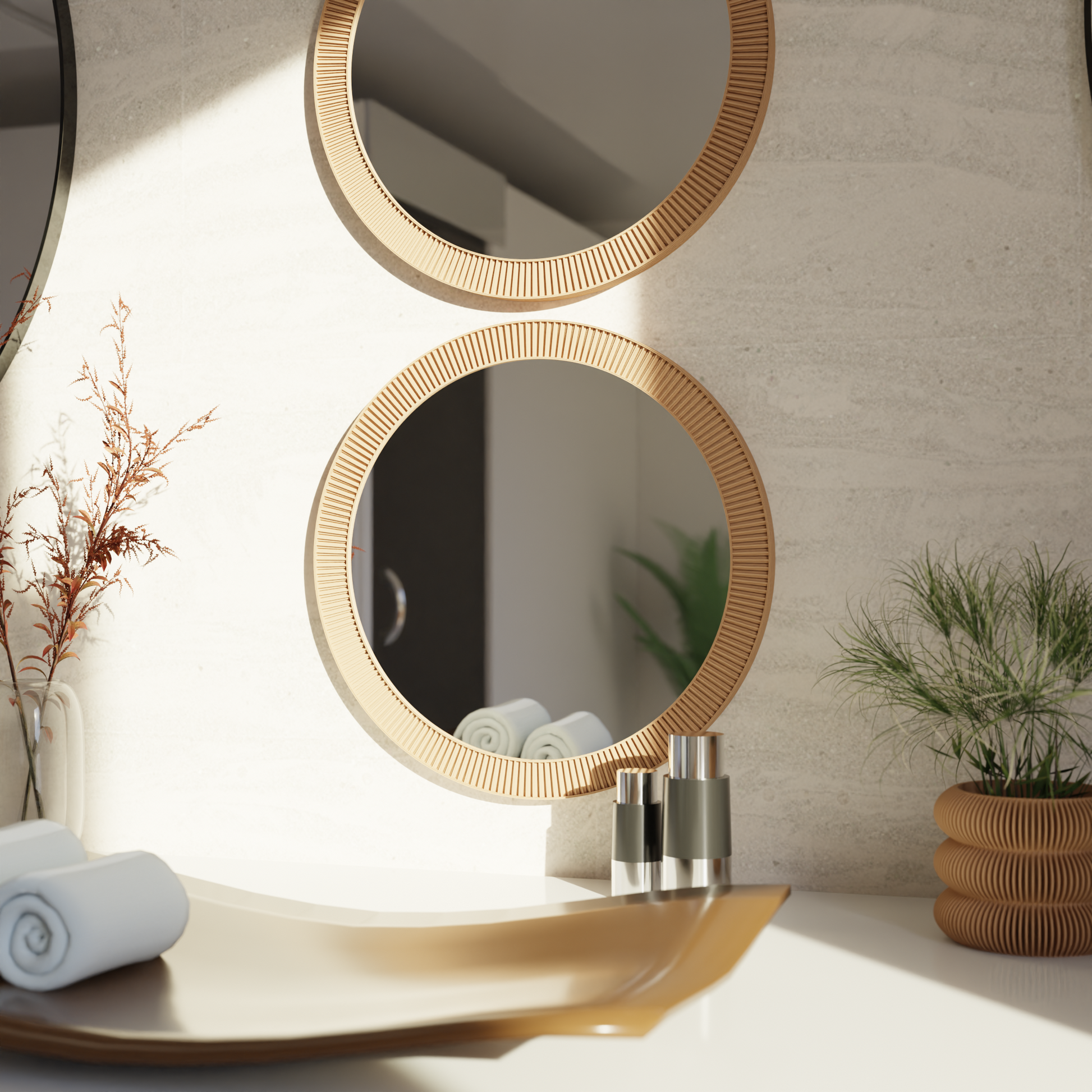 SUN Mirror Modern Circular Wall Mirror Sustainable Bioplastic Frame-6