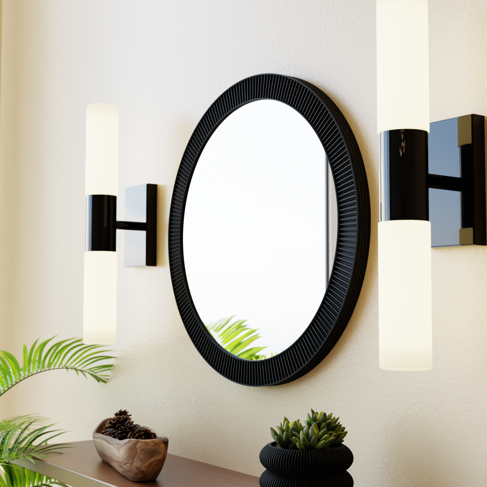 SUN Mirror Modern Circular Wall Mirror Sustainable Bioplastic Frame-2