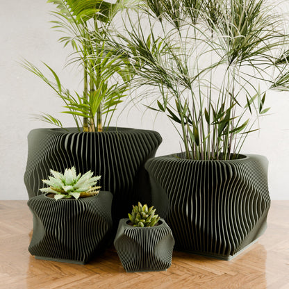 Xenova Spiral Planter with Drainage Modern Indoor Outdoor Pot-2